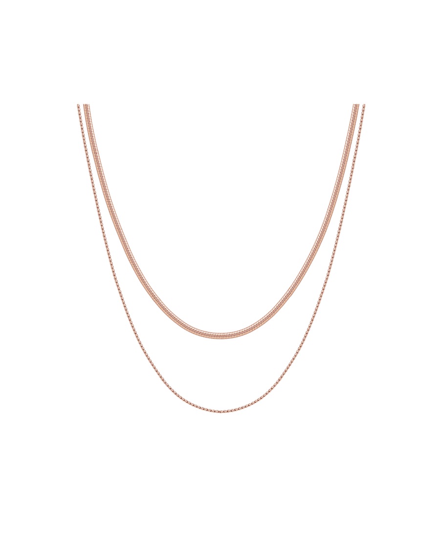 Hey Happiness Doppelreihige Schlangen Kette Edelstahl Rosegold Damen