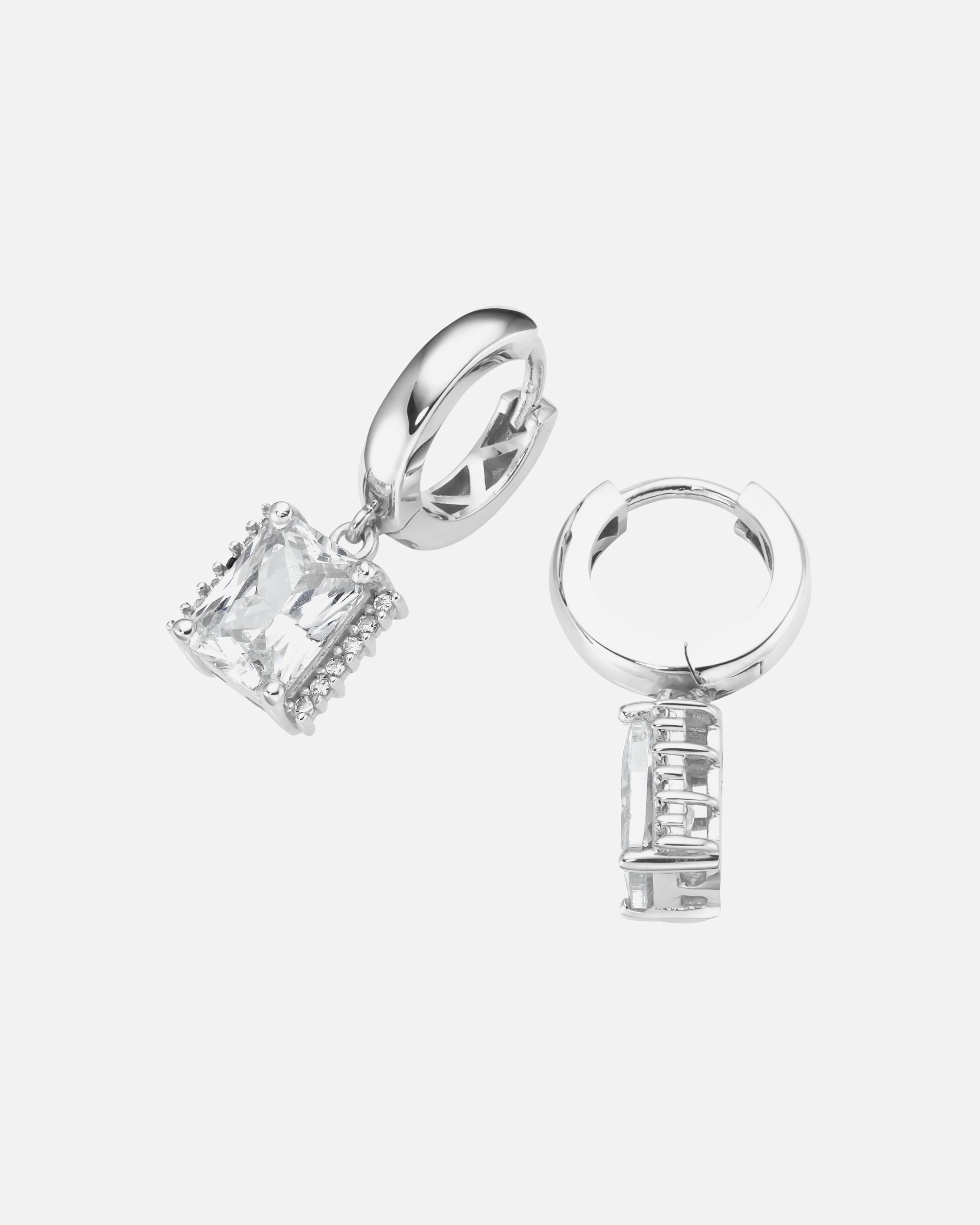 Ohrringe für Unisex Smart Jewel Klappcreolen mit Zirkonia und Kristallsteinen, Silber 925 Weiss