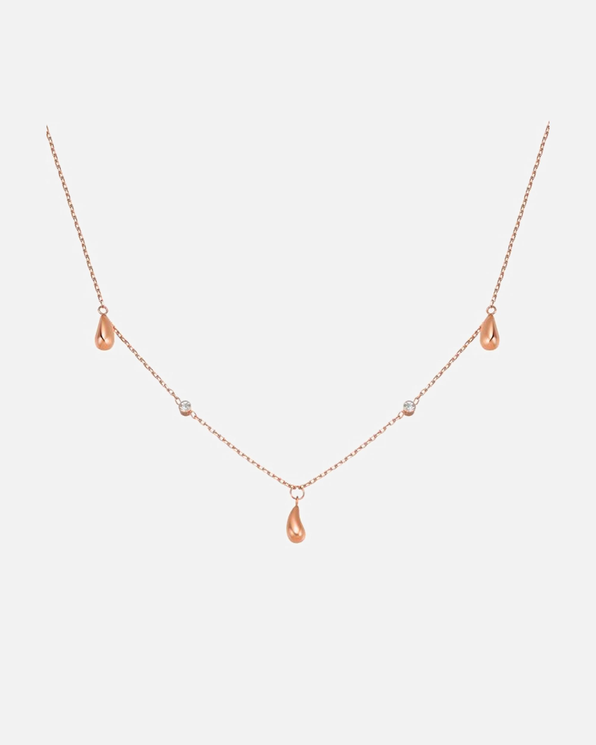 Halskette für Weiblich Hey Happiness Default Brand Line Halskette mit Regentropfen und Glitzeranhänger aus Edelstahl Rosegold