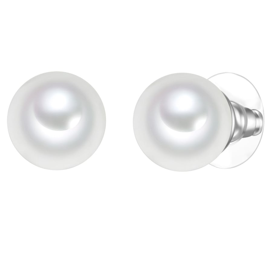 Yokoamii Perlen-Ohrstecker aus Metall-Legierung in Silber mit Muschelkernperle 11,8 mm Damen