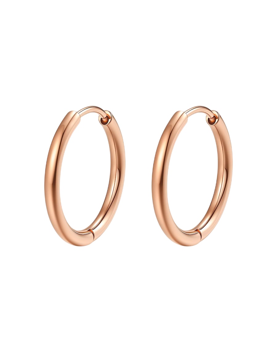 Hey Happiness Klassische Creolen – 18 K vergoldet & wasserfest 14 mm Nude Damen