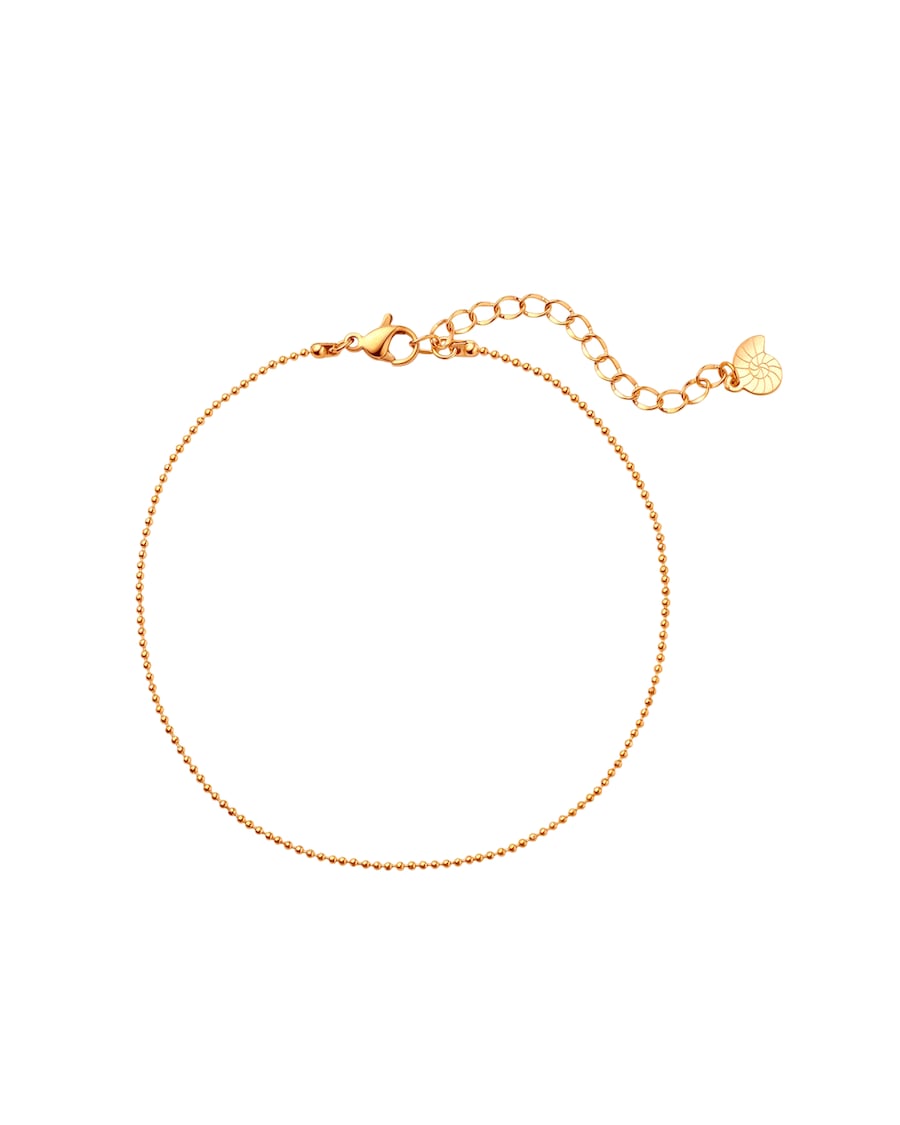 Hey Happiness Feines Kugel-Fußkettchen, aus Edelstahl Rosegold Damen