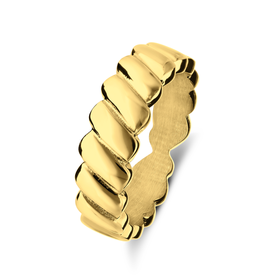 Lucardi Ring Stahl Gold - 53mm Damen