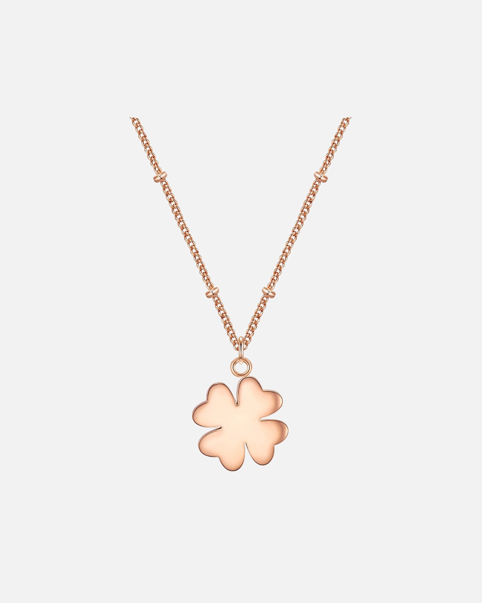 Halskette für Weiblich Eastside Halskette Kleeblatt Edelstahl in Roségold Rosegold