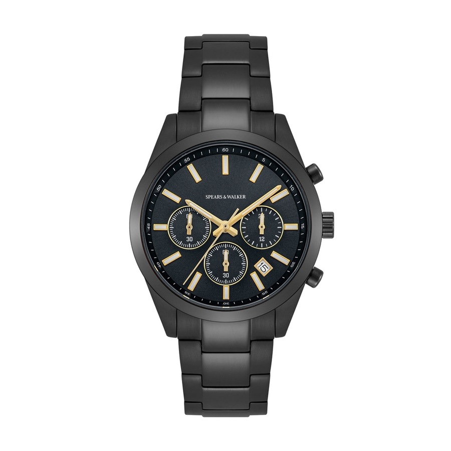 Spears & Walker Armband-Uhr aus Edelstahl in schwarz 40,0 mm Herren