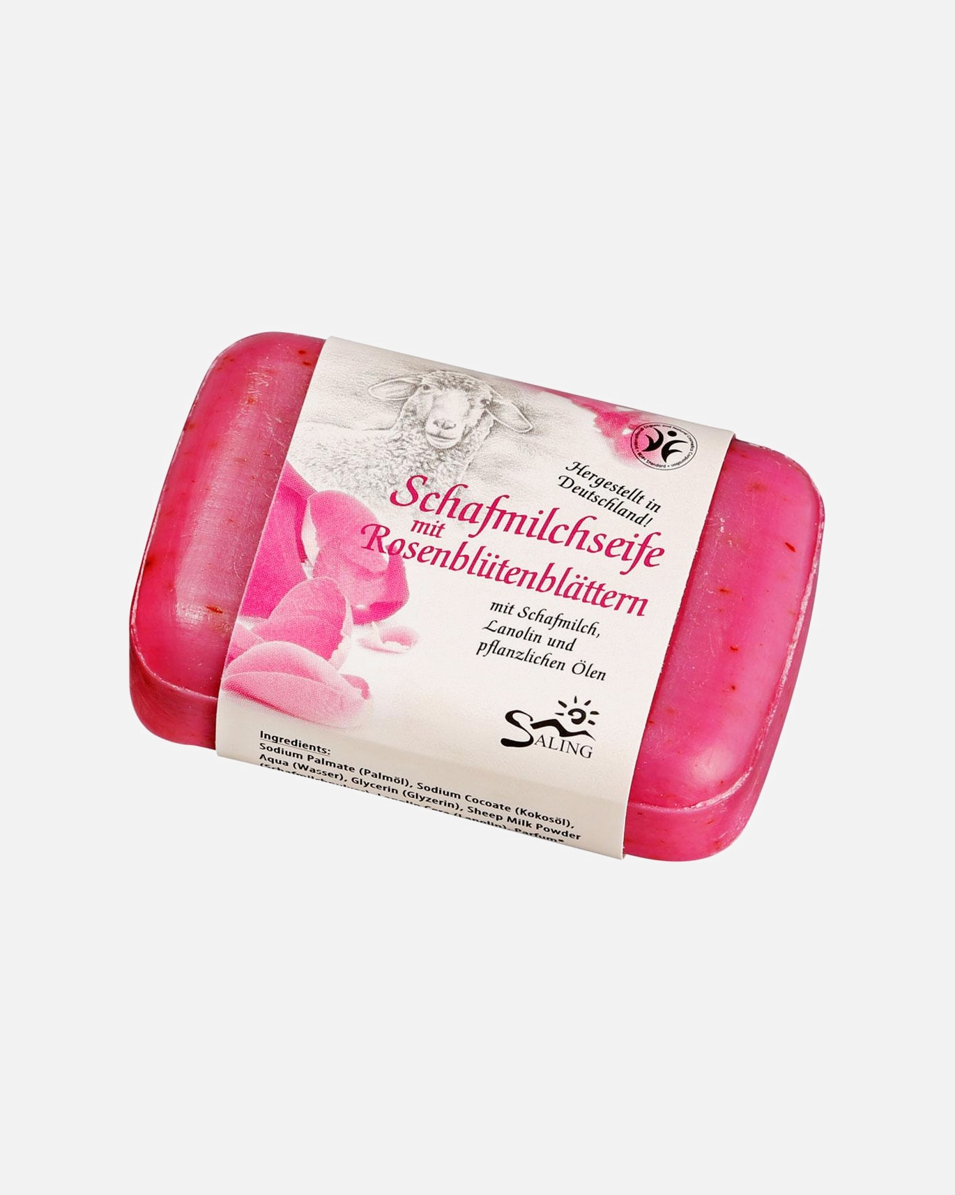 Handseife für Unisex Saling Schafmilchseife - mit Rosenblütenblättern pink 100 g