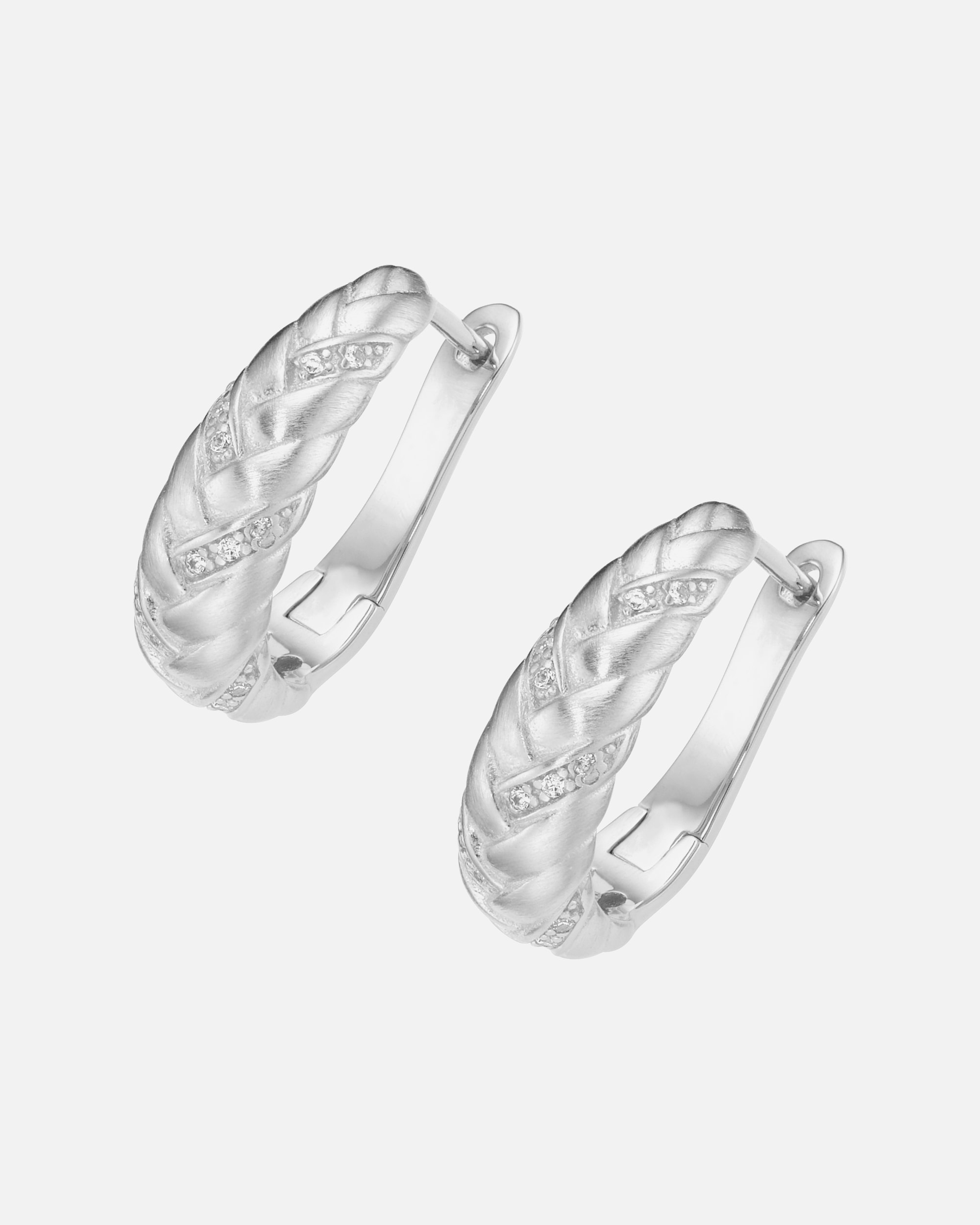 Ohrringe für Unisex Smart Jewel Creolen oval, matt/gebürstet, glanz, Silber 925 Silber