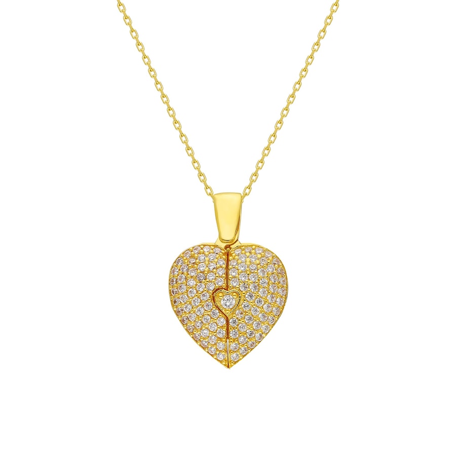 dKeniz Anhänger mit Kette 925/- Sterling Silber Zirkonia weiß 38+5cm Weiss Damen