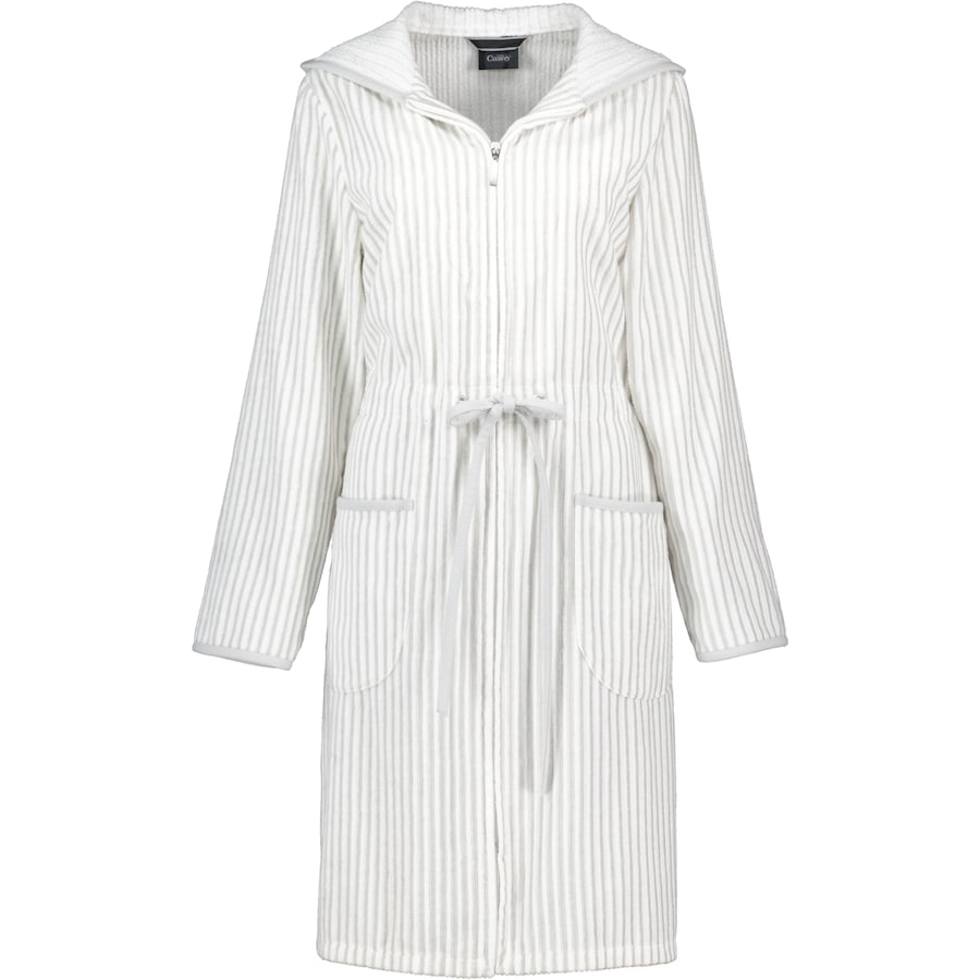 Cawö Bademäntel Damen Reißverschluss 6416 weiss-silber - 76 S Weiss