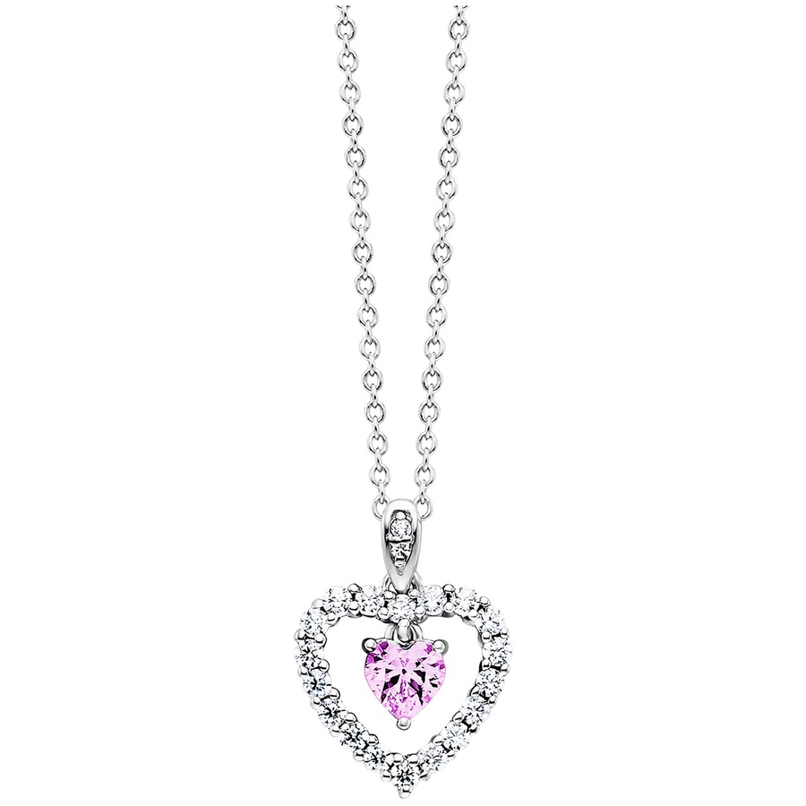 Julie Julsen Anhänger mit Kette 925/- Sterling Silber Zirkonia weiß 43cm Weiss Damen