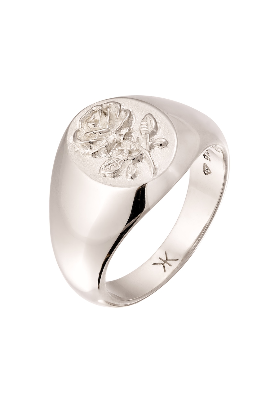 KUZZOI Siegelring Rose 925 Sterling Silber 60 Herren