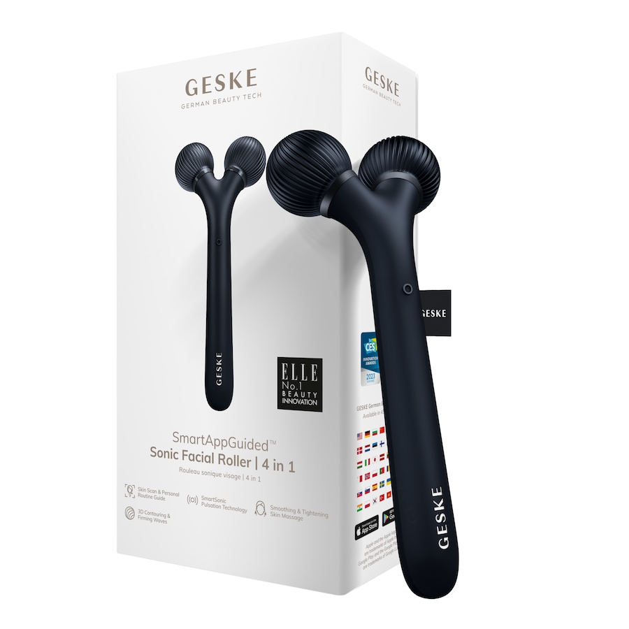 Geske SmartAppGuided Sonic Facial Roller | 4 in 1 Black