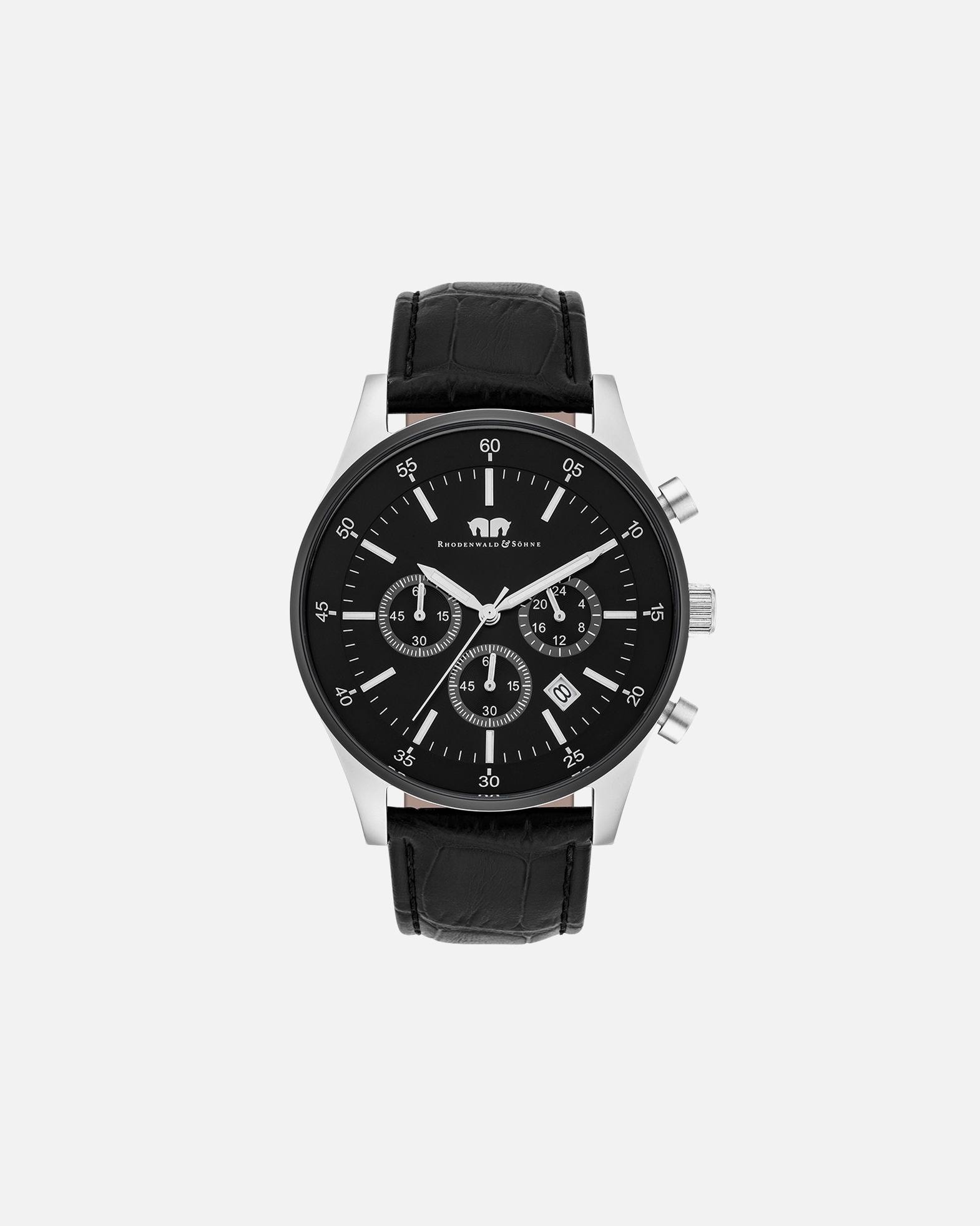 Uhr für Männlich Rhodenwald & Söhne Armband-Uhr Goodwill aus Echtleder in silber/schwarz 215,0 mm