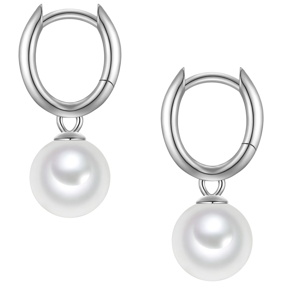 Rafaela Donata Creolen aus Sterling Silber in silber mit Muschelkernperle 22,1 mm Damen