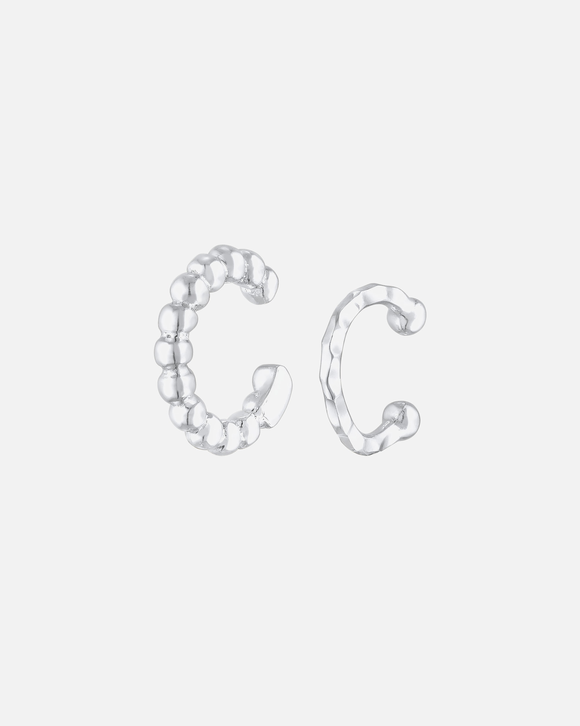 Ohrringe für Weiblich Elli Earcuff 2er Set Dots Hammerschlag 925 Silber silberfarben
