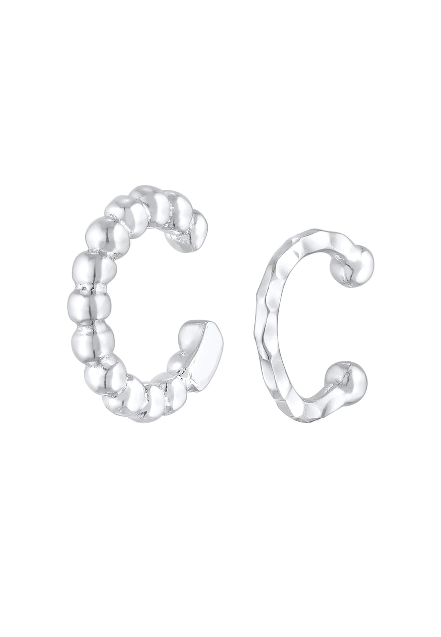 Elli Earcuff 2er Set Dots Hammerschlag 925 Silber silberfarben Damen