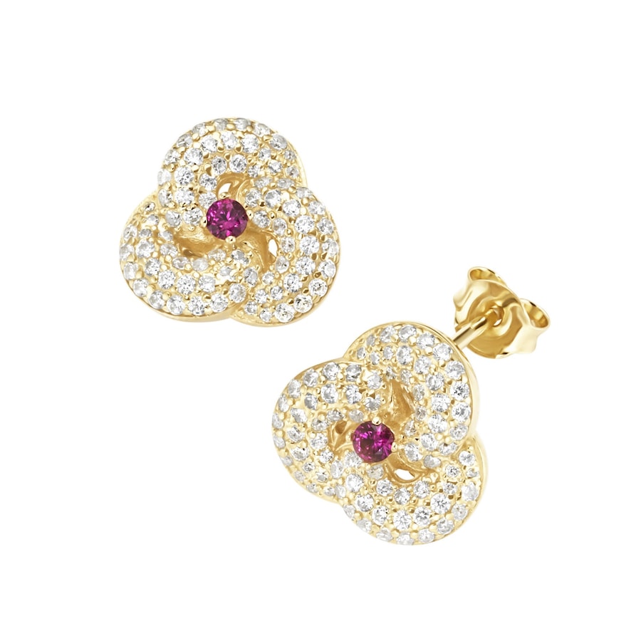 Smart Jewel Ohrstecker mit Zirkonia und farbigen Ziersteinen, Silber 925 Rot