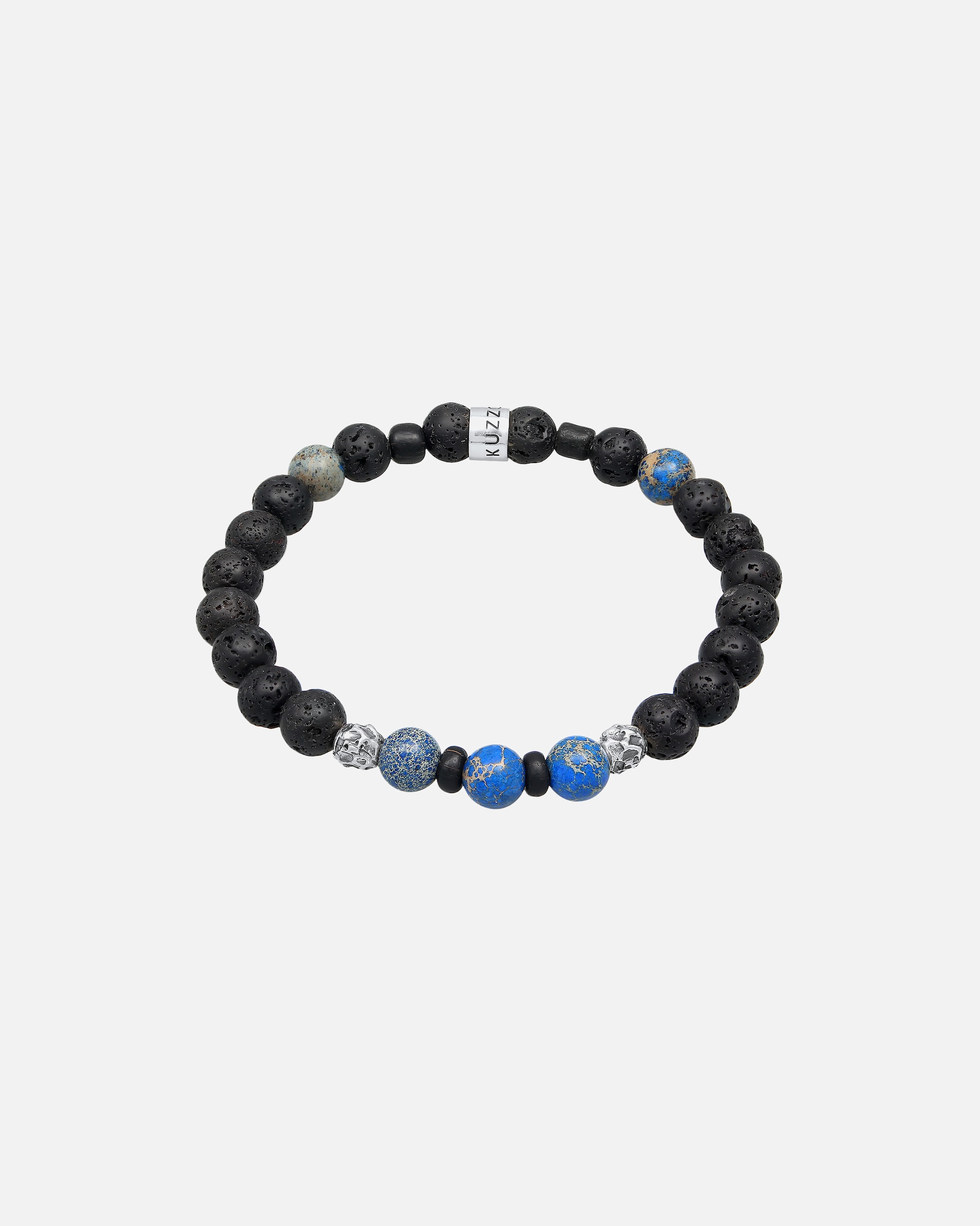 Armband für Männlich KUZZOI Herren Lava Achat Edelstein Bead 925 Silber 19