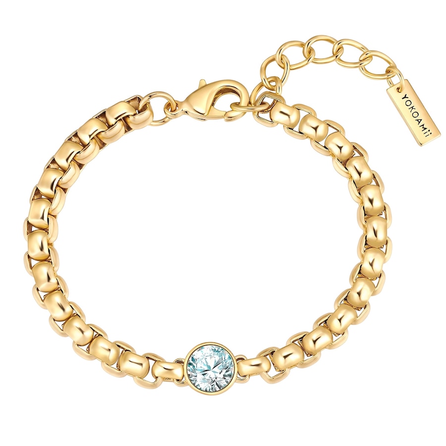 Yokoamii Armband aus Messing in gelbgold mit Zirkonia 18,0 cm Basislänge + 3,0 Verlängerung Damen