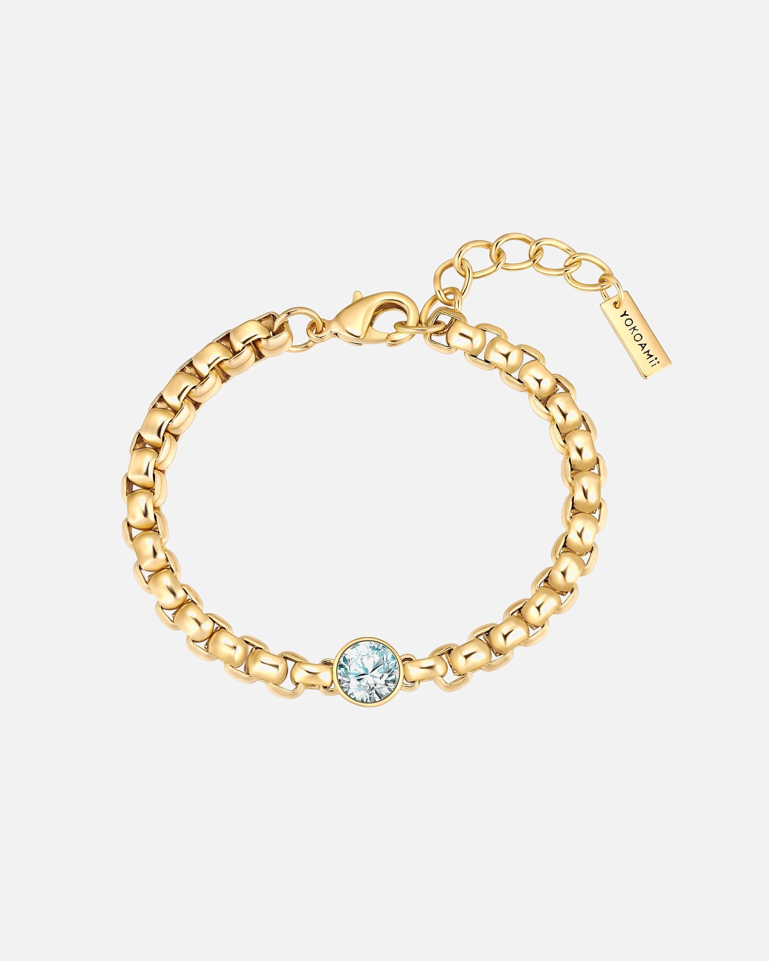 Armband für Weiblich Yokoamii Armband aus Messing in gelbgold mit Zirkonia 18,0 cm Basislänge + 3,0 cm Verlängerung