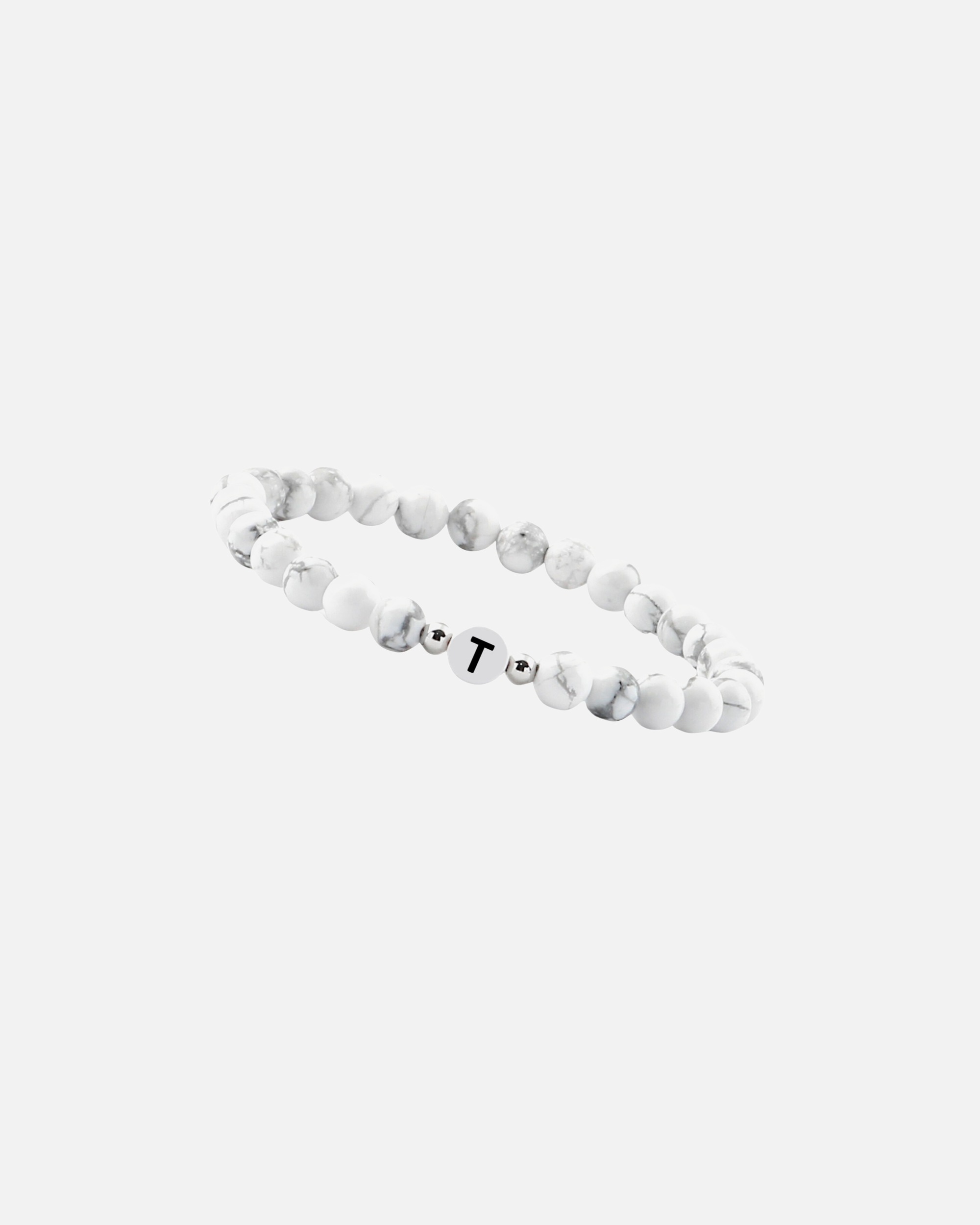 Armband für Weiblich GOOD.designs Perlenarmband aus Howlith-Steinen mit dem Buchstaben T Onesize