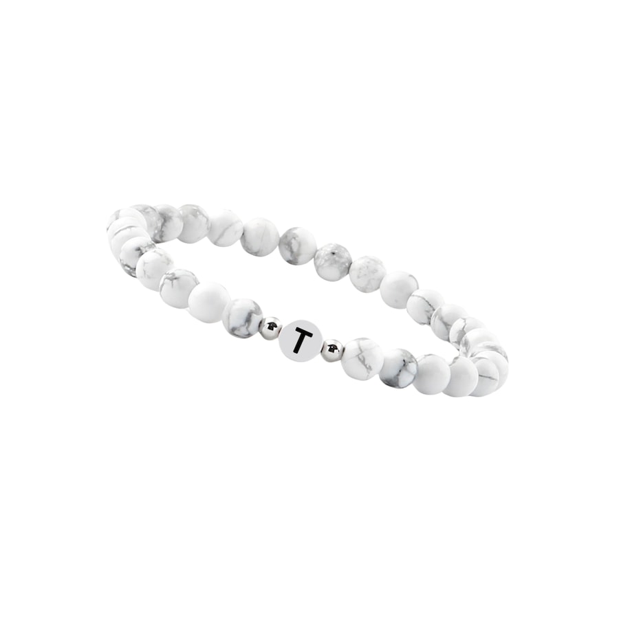 GOOD.designs Perlenarmband aus Howlith-Steinen mit dem Buchstaben T Onesize Damen