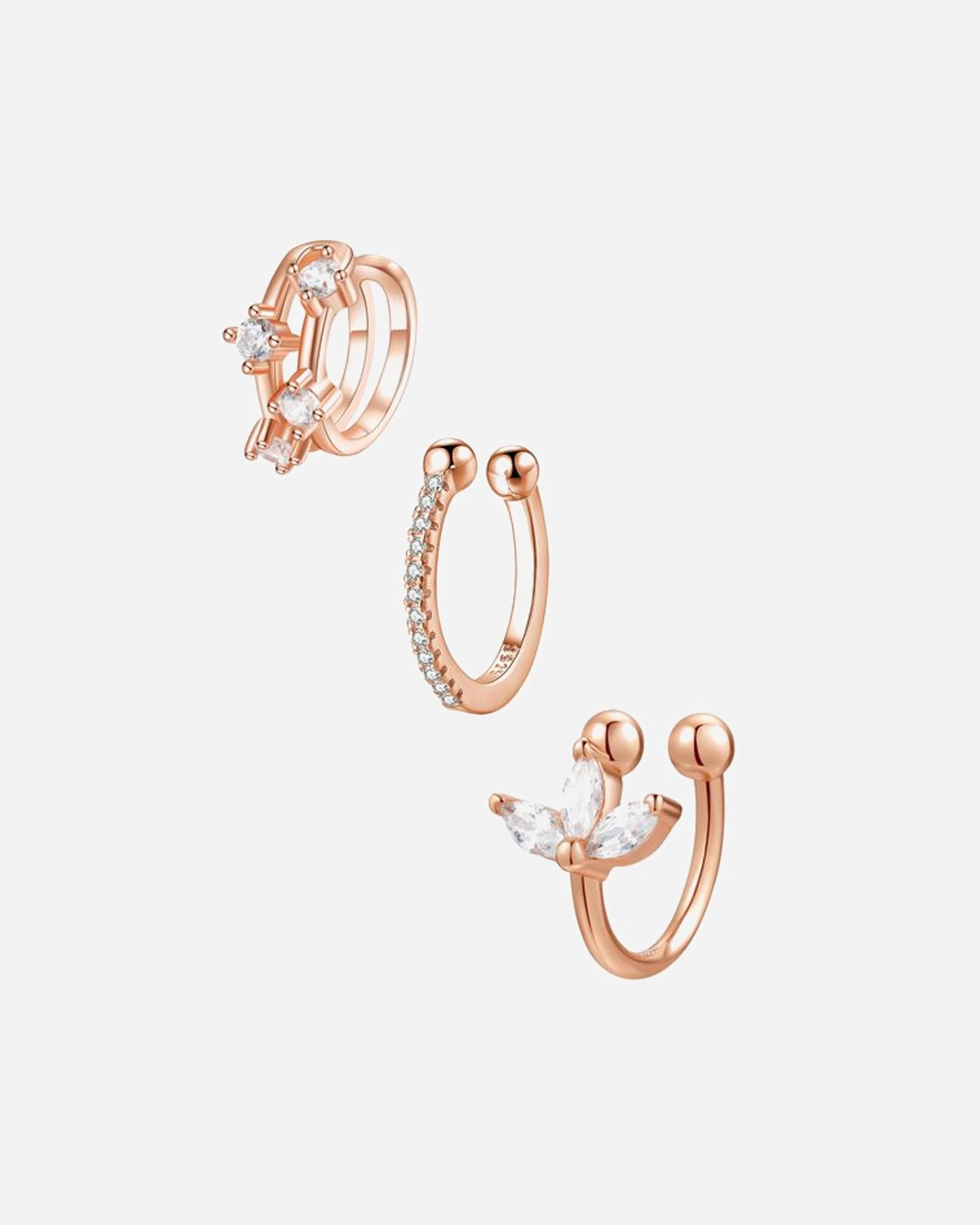 Ear Cuff für Weiblich Hey Happiness Default Brand Line Ear-Cuff-Set aus 925er Sterlingsilber Rosegold