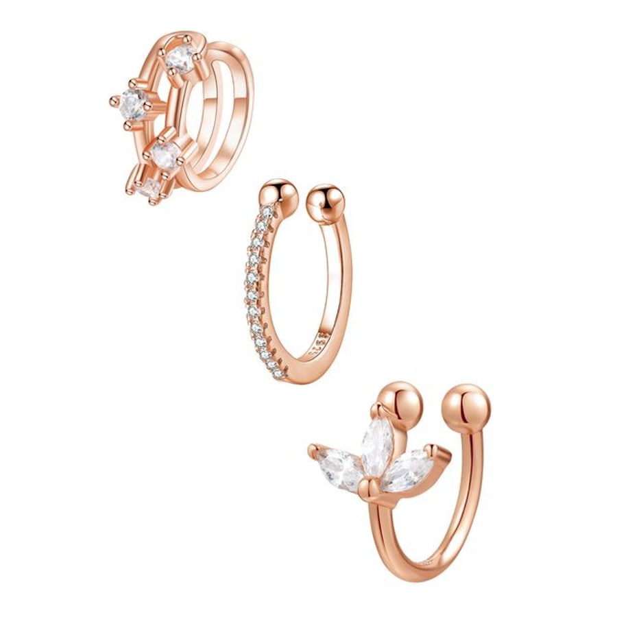 Hey Happiness Ear-Cuff-Set aus 925er Sterlingsilber Rosegold Nude Damen