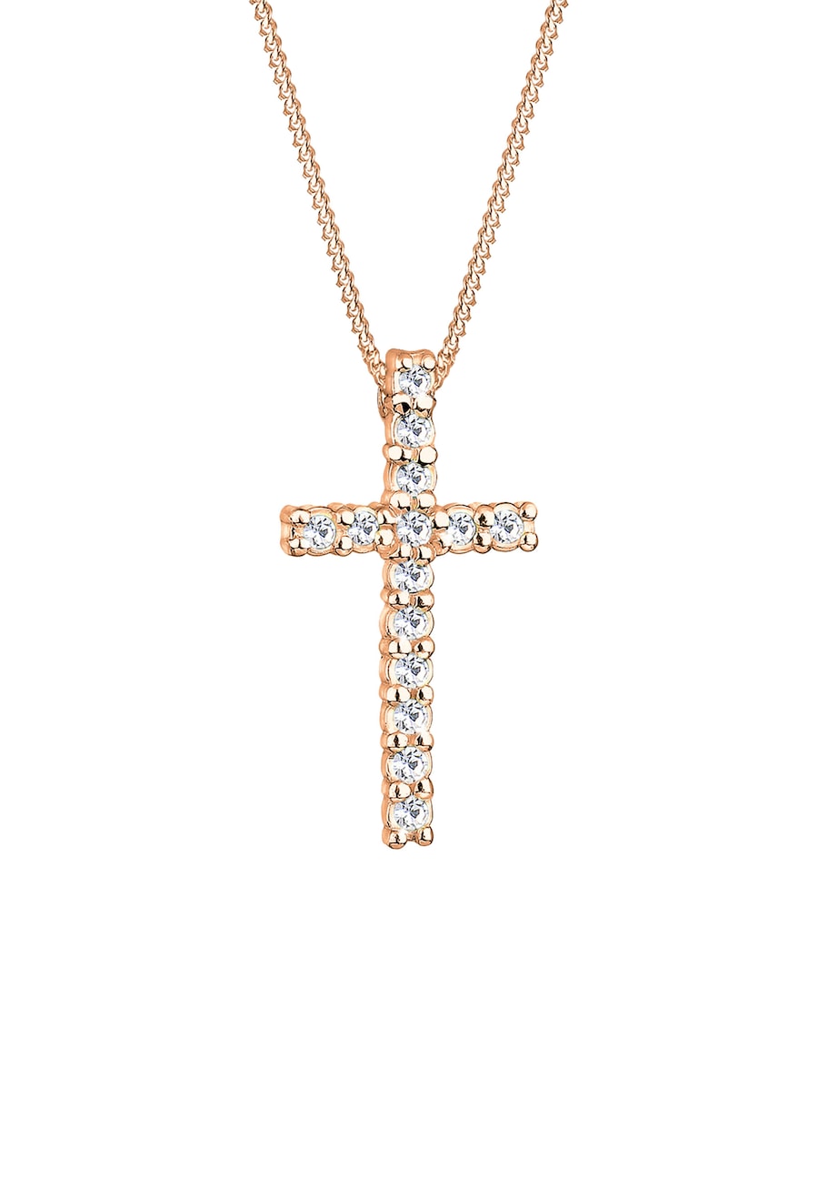 Elli Kreuz Weiß 925 Sterling Silber, mit Kristallen von Swarovski 45 Damen
