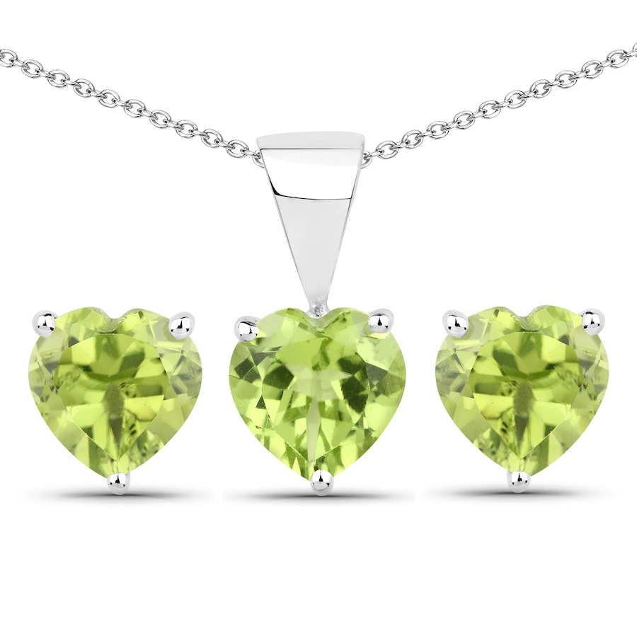 Vira Jewels Schmuck-Set 925/- Sterling Silber Peridot grün 2,1 ct. weiß Damen