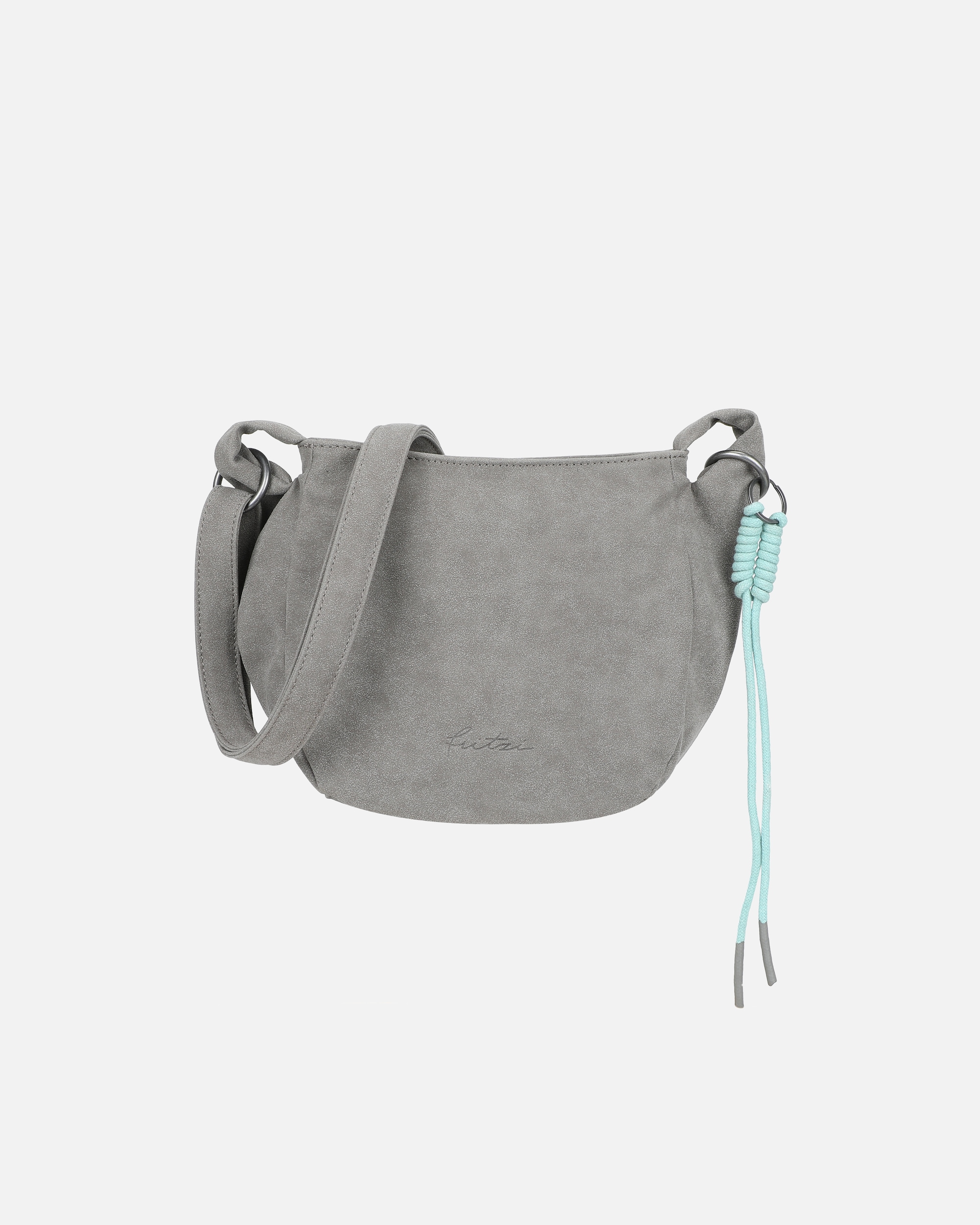 Umhängetasche für Weiblich Fritzi aus Preußen Schultertasche Sue02 Suede Jacky Soft Dark Anthra mit modischer Kordelschnur grau
