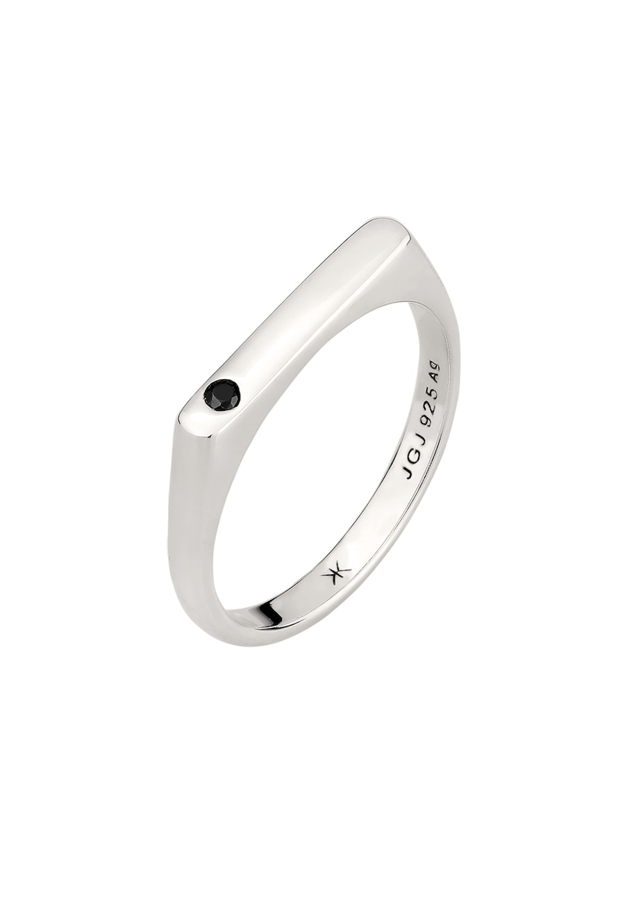 KUZZOI Siegelring Zirkonia Schwarz 925 Sterling Silber 66 Herren