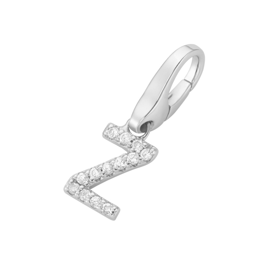 Giorgio Martello Milano Charm Buchstabe H, Zirkonia Steine, Silber 925 Z Weiss Damen