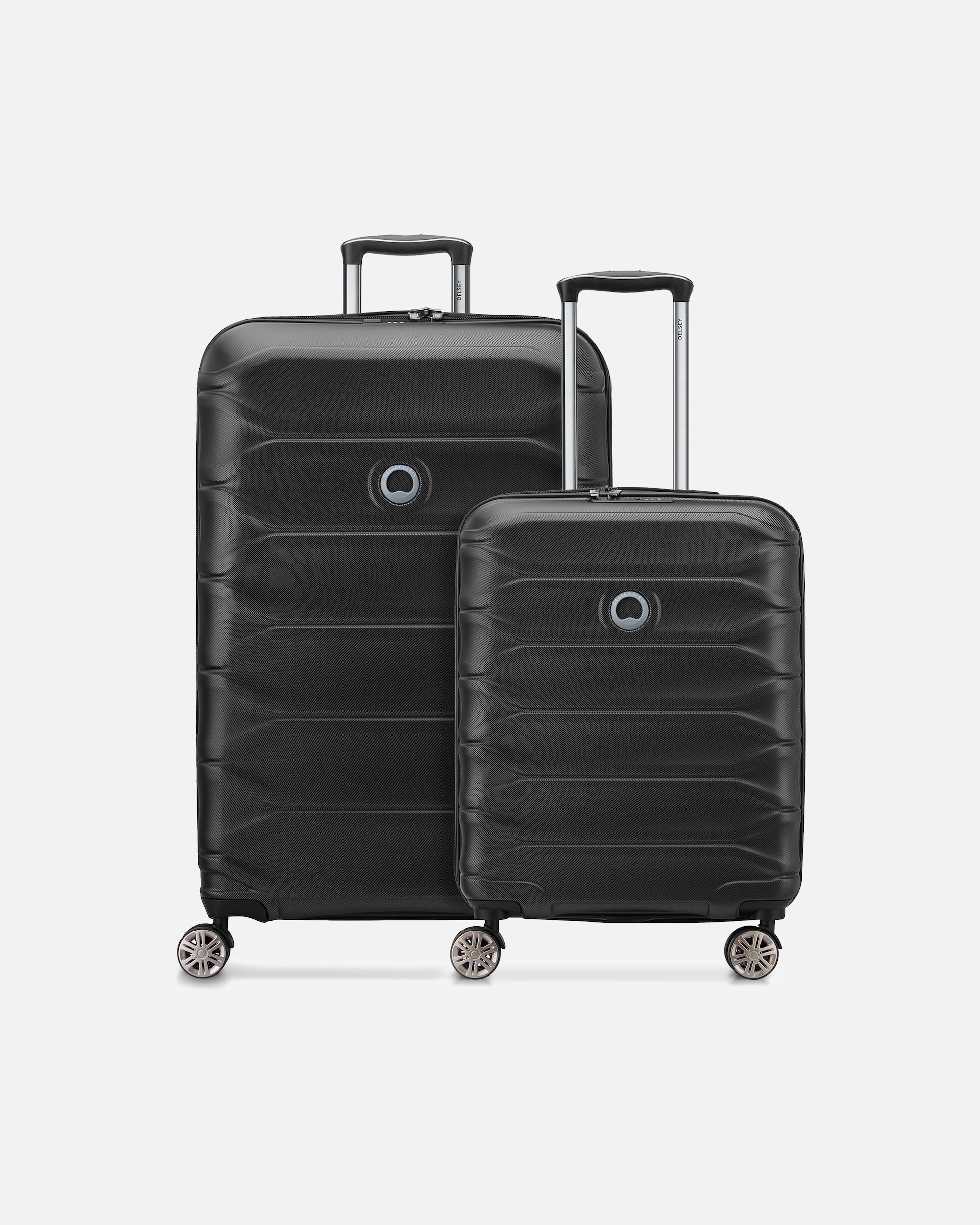 Koffer für Männlich Delsey Paris Meteor 4 Rollen Kofferset 2-teilig mit Dehnfalte deep black