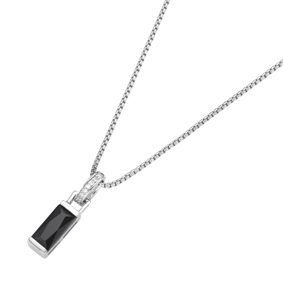Giorgio Martello Milano Kette mit Anhänger, Zirkonia weiß und schwarz, Silber 925 45 cm Schwarz Damen