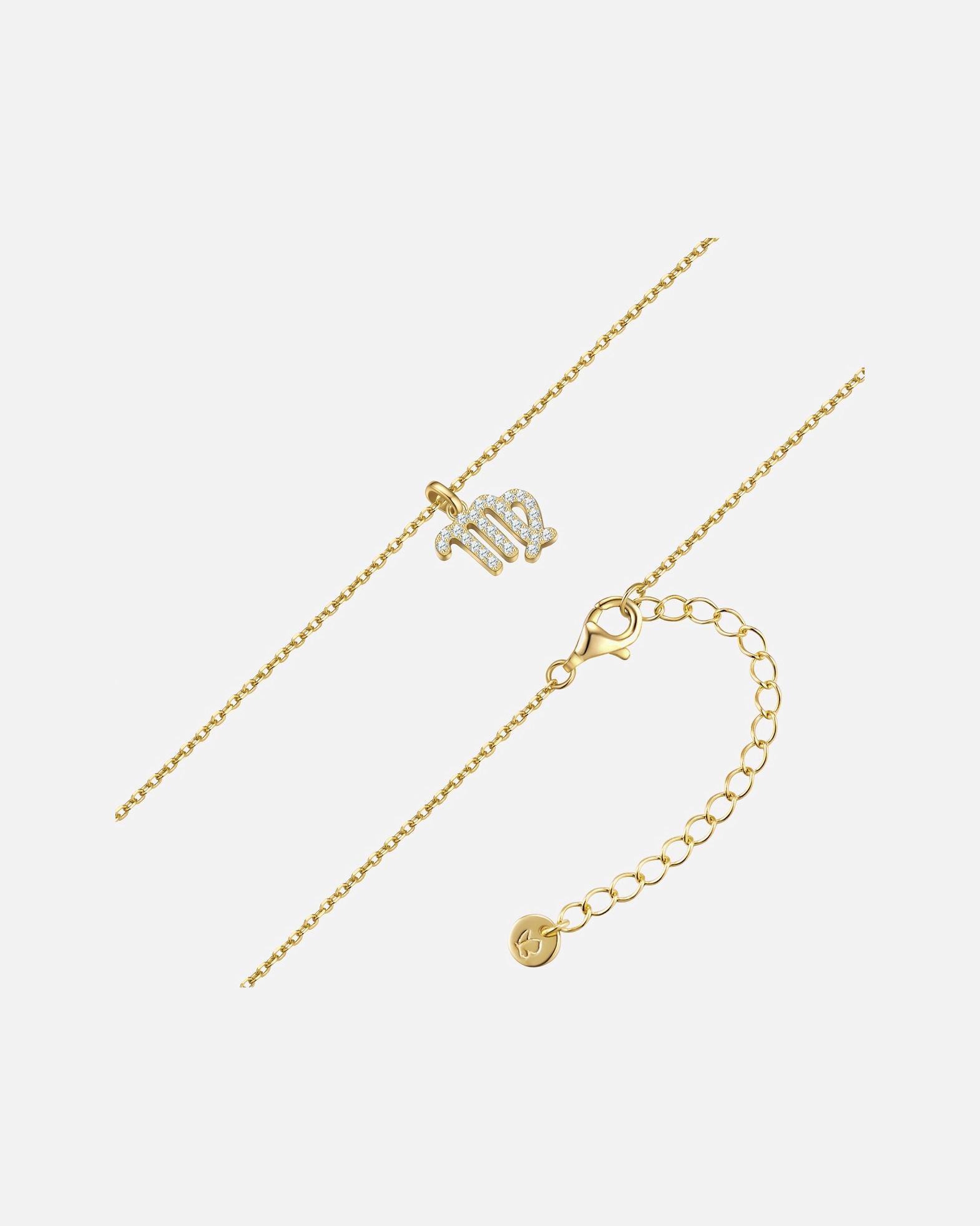 Halskette für Weiblich Glanzstücke München Halskette Sternzeichen Jungfrau aus Sterling Silber in gelbgold mit Zirkonia 40,0 cm Basiskette + 5,0 cm Verlängerung