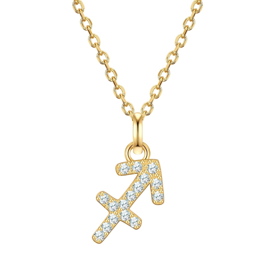 Glanzstücke München Halskette Sternzeichen Fische aus Sterling Silber in gelbgold mit Zirkonia 40,0 cm Basiskette + 5,0 Verlängerung Damen