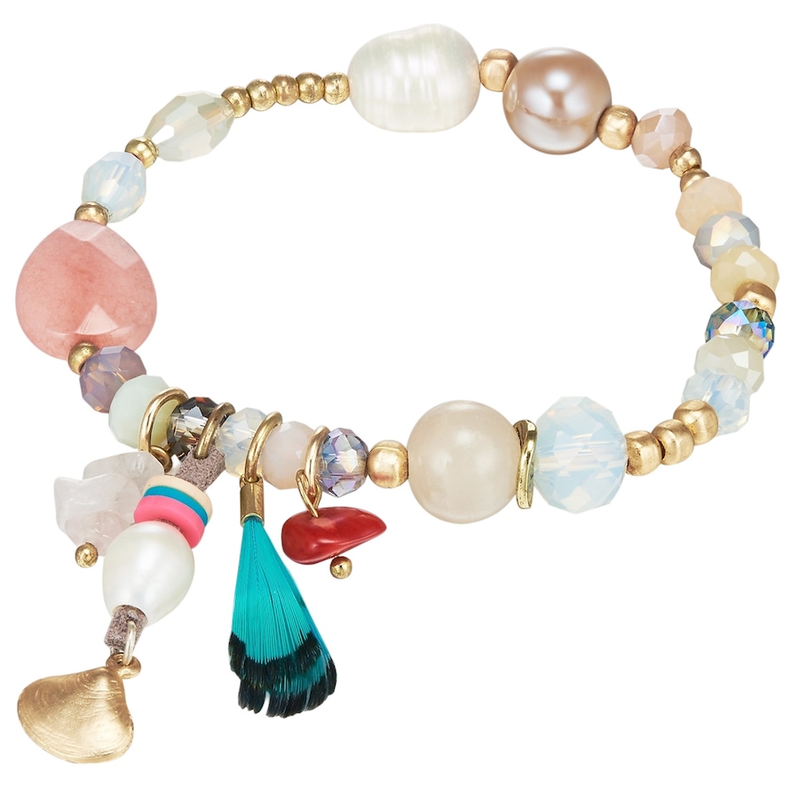 Lulu & Jane Armband Metall-Legierung Crystal Süßwasser-Zuchtperle in Gelbgold 20,0 cm Damen