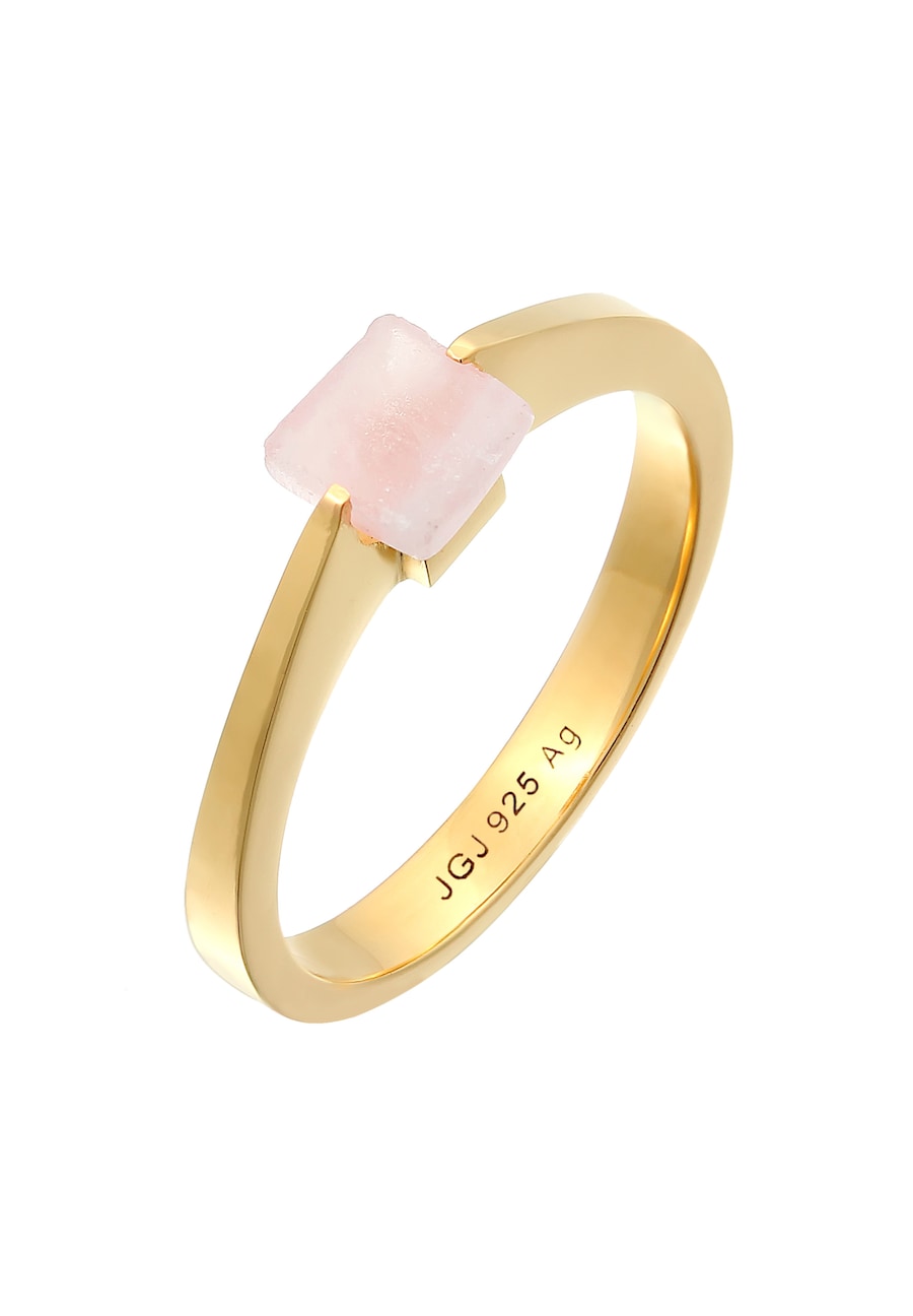 Elli PREMIUM Ring Solitär Rosa Quarz Edelstein Viereck 925 Silber 58 Damen