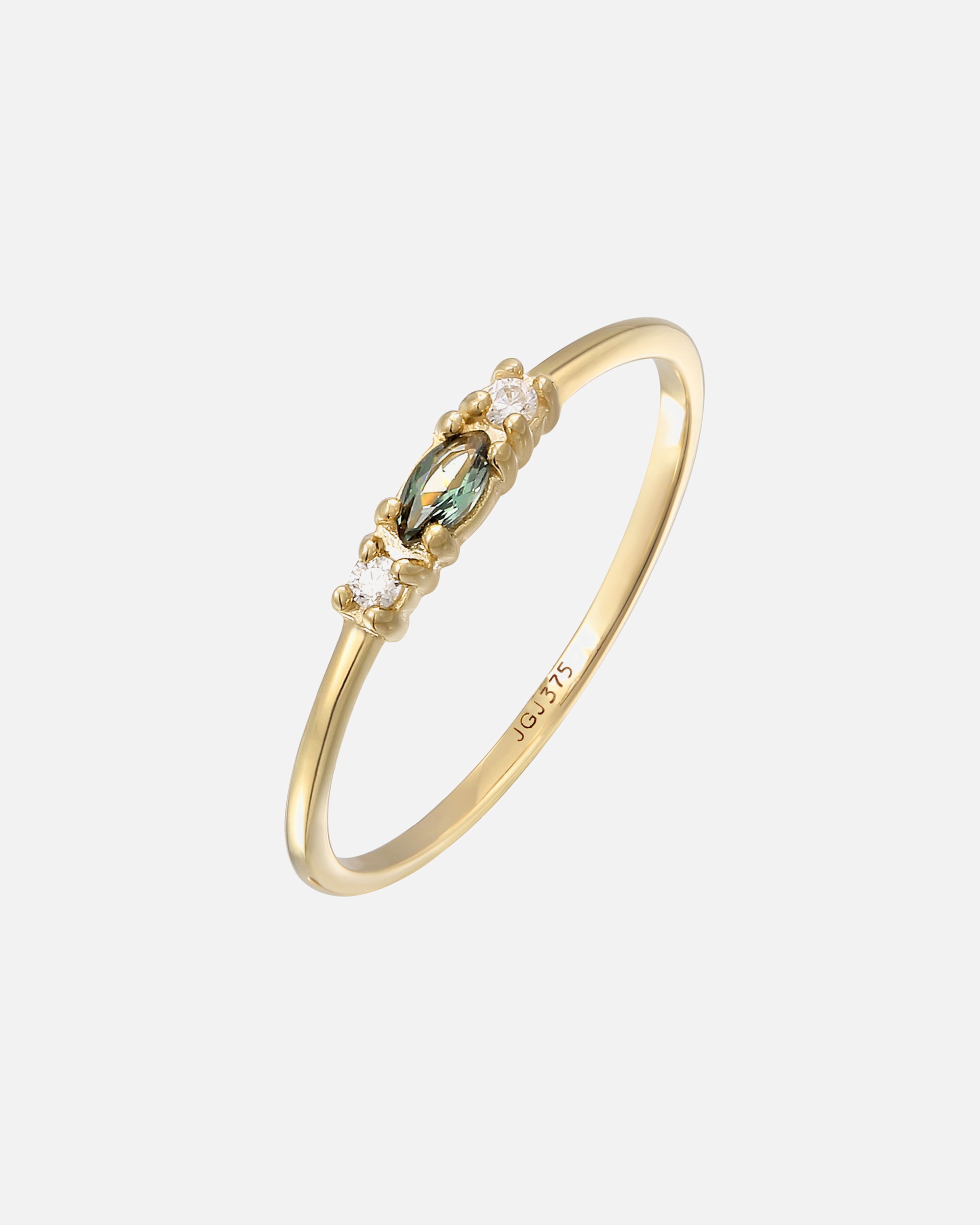 Ring für Weiblich Elli PREMIUM Vintage Zirkonia Marquise synth. Saphir 375 Gelbgold 56