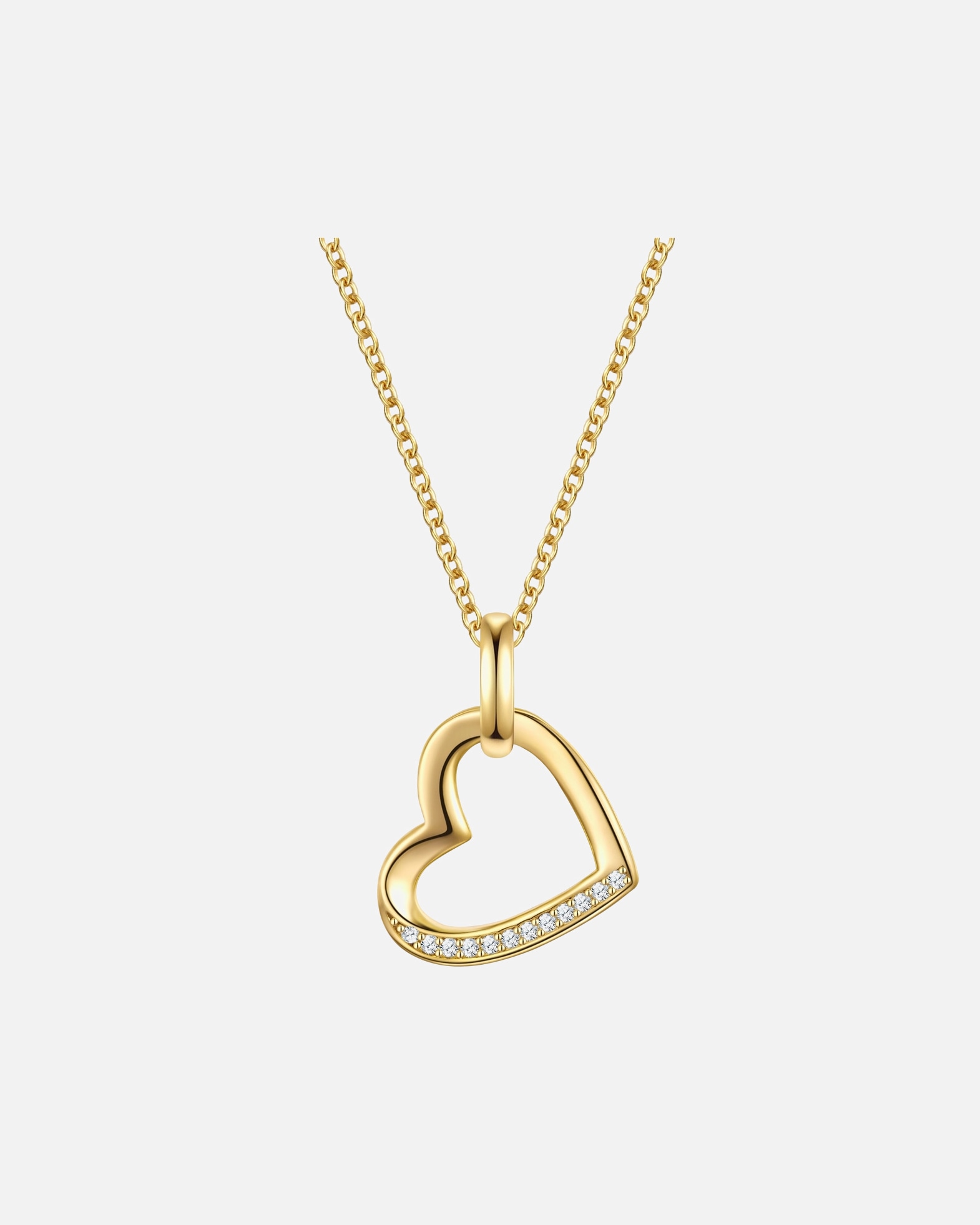 Halskette für Weiblich Rafaela Donata Halskette Herz aus Sterling Silber in Gelbgold mit Zirkonia 42,0 cm Basiskette + 5,0 cm Verlängerung
