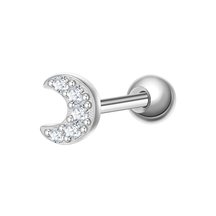 Glanzstücke München Ohrstecker Mond aus Sterling Silber in mit Zirkonia 4,2 mm Damen