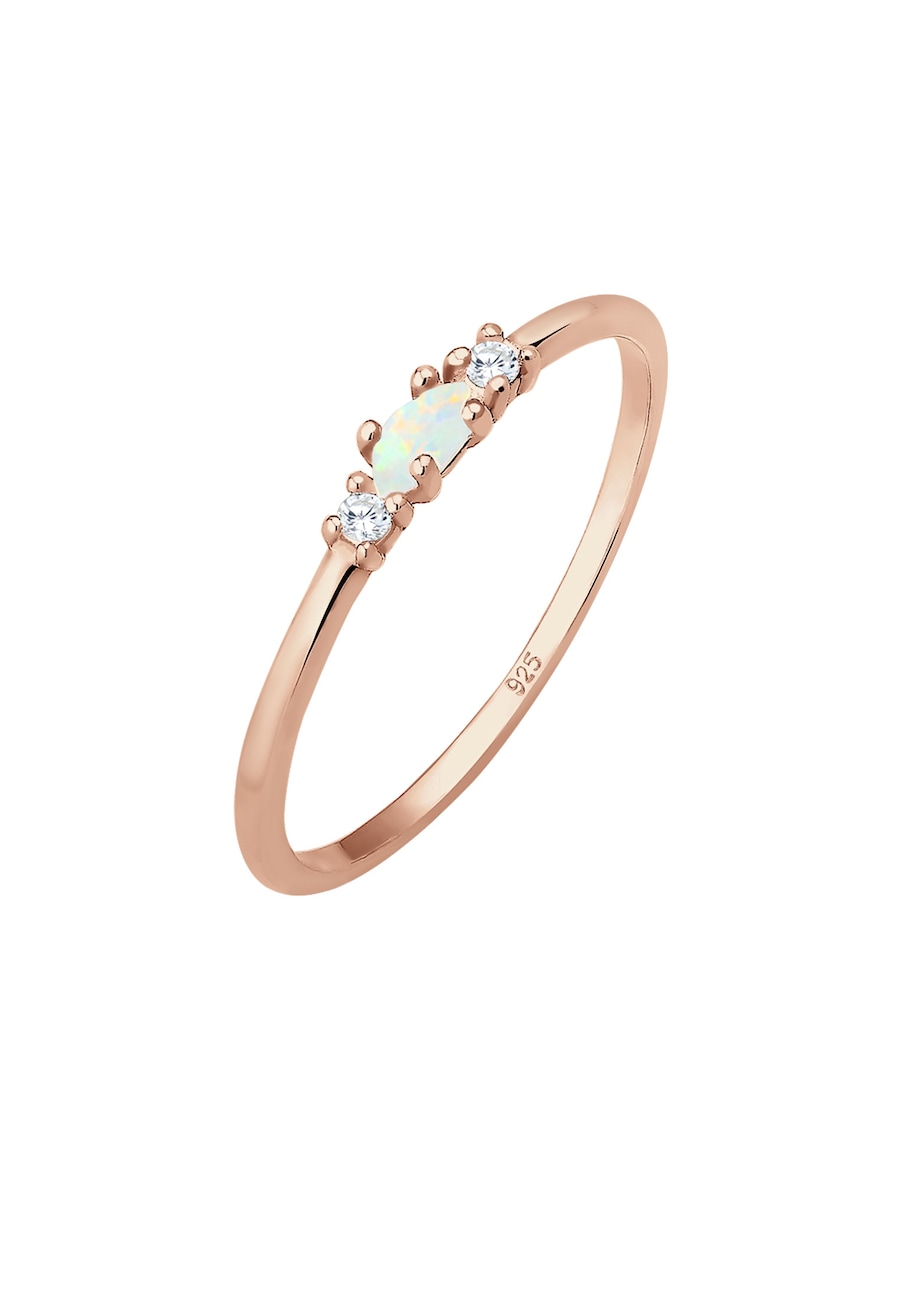 Elli Vintage Zirkonia Marquise Opal 925 Sterling Silber vergoldet 56 Damen