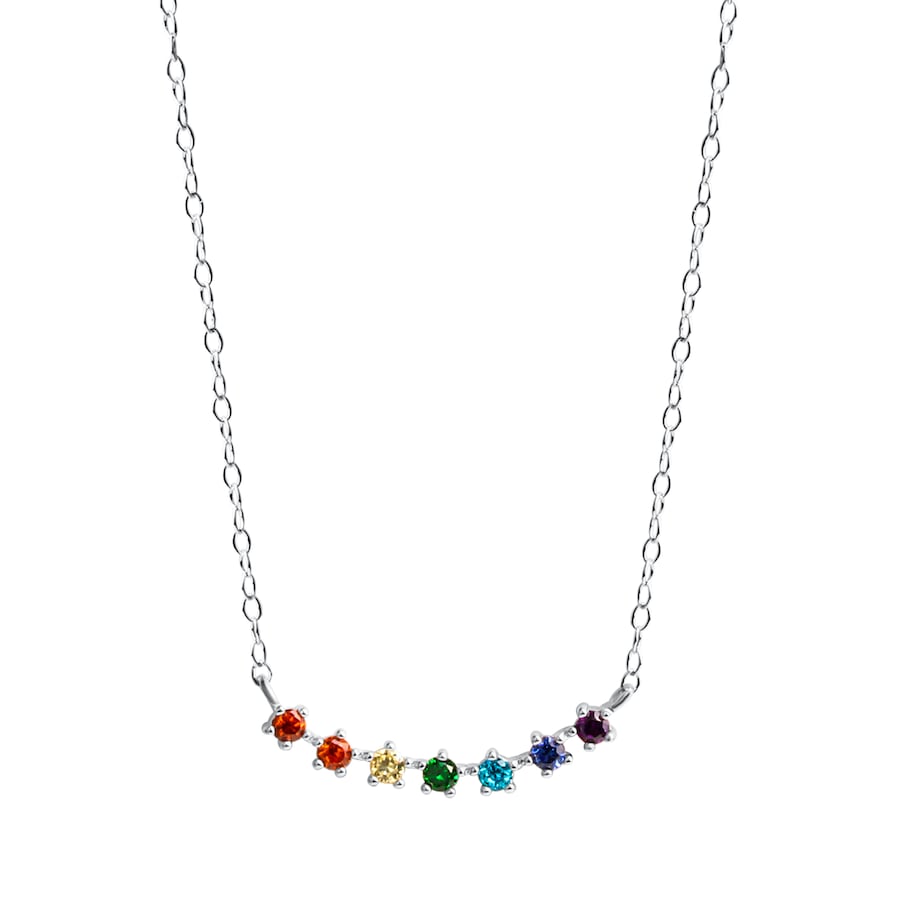 Zeeme Halskette 925/- Sterling Silber Zirkonia bunt 42+3cm Damen
