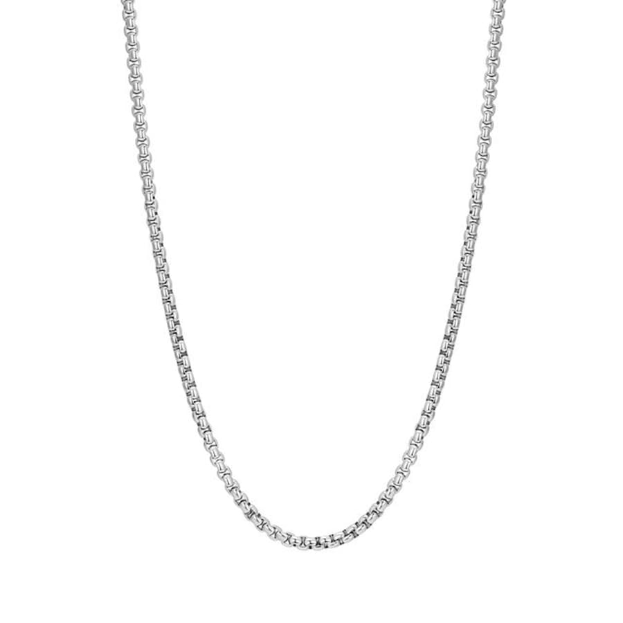 Hey Happiness Grobe Panzerkette mit Kastengliedern aus Edelstahl Silber Damen
