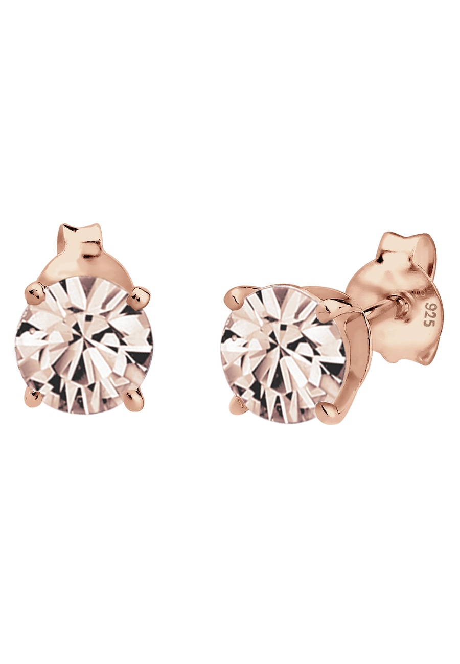 Elli Basic Rund Weiß 925 Silber, mit Kristallen von Swarovski Rosa Damen