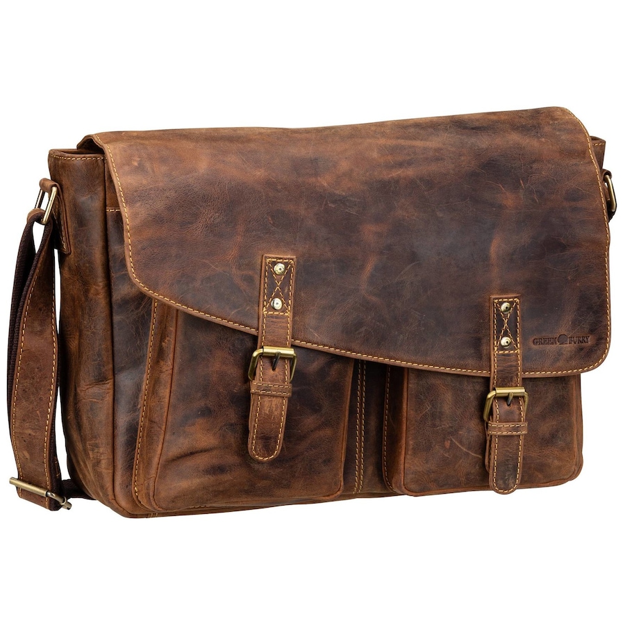 Greenburry Umhängetasche Vintage 1541 Revolver Bag XL Sattelbraun Braun