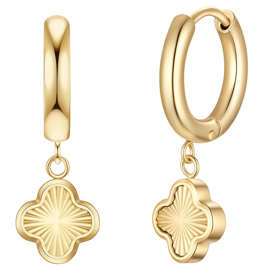 Glanzstücke München Creolen Kleeblatt aus Edelstahl in gelbgold 20,8 mm Damen