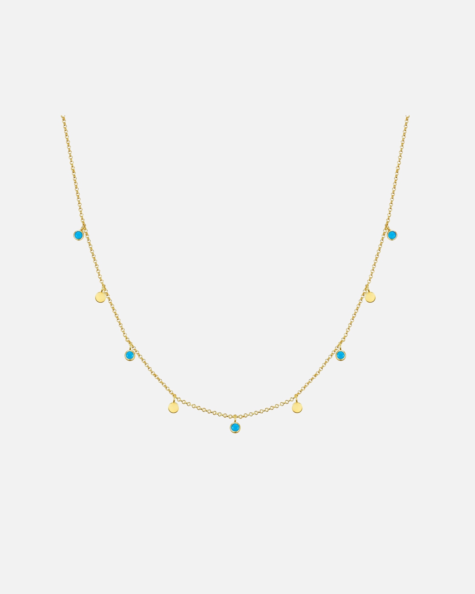 Halskette für Weiblich Glanzstücke München Halskette Sterling Silber Türkis in Gelbgold 40,0 cm Basiskette + 5,0 cm Verlängerung