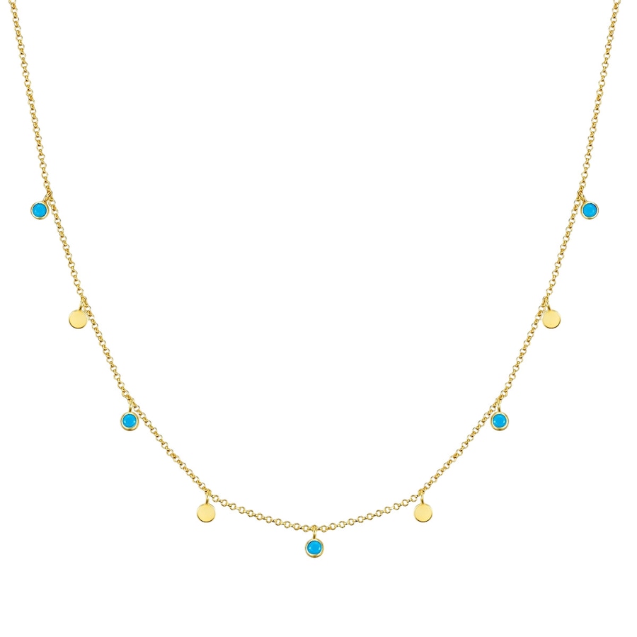 Glanzstücke München Halskette Sterling Silber Türkis in Gelbgold 40,0 cm Basiskette + 5,0 Verlängerung Damen